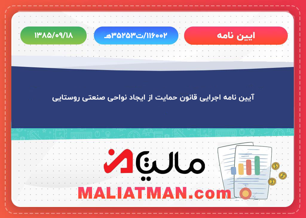 آیین نامه اجرایی قانون حمایت از ایجاد نواحی صنعتی روستایی
