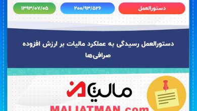 دستورالعمل رسیدگی به عملکرد مالیات بر ارزش افزوده صرافیها 5 شماره دستورالعمل 200/93/526 تاریخ دستورالعمل 1393/07/05