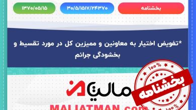 بخشنامه شماره 30/5/1517/21370 تاریخ 1370/05/15