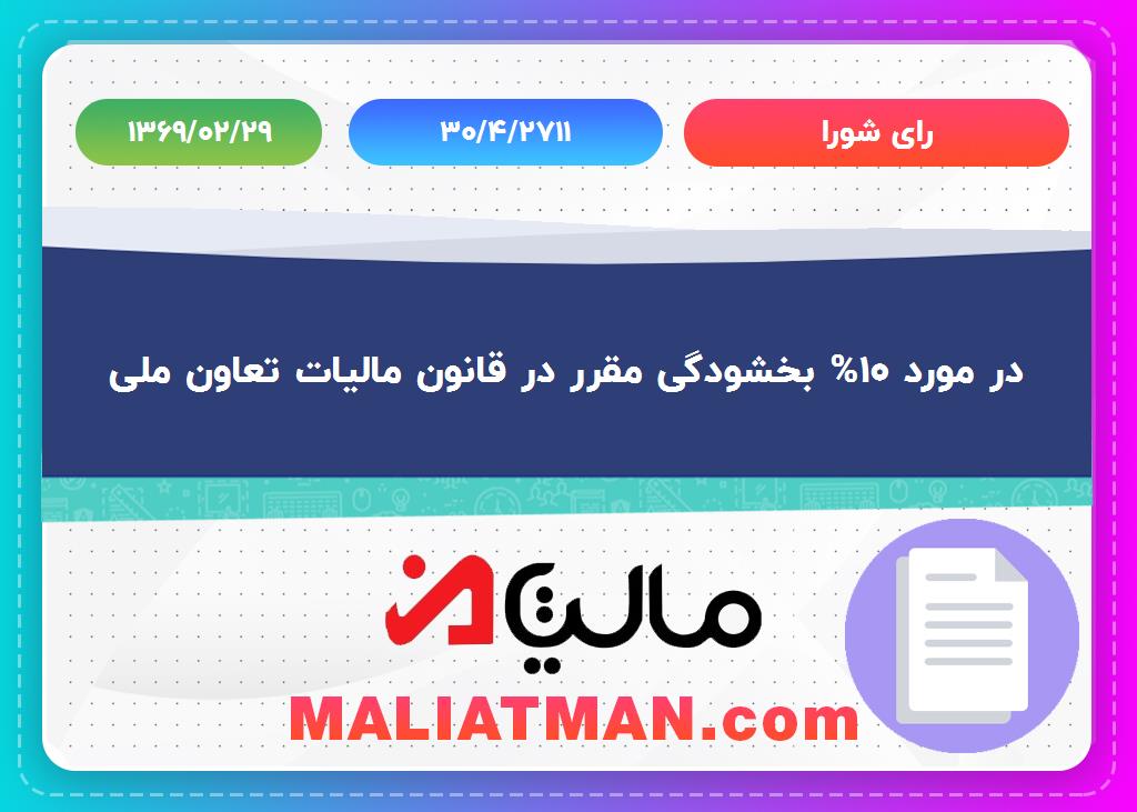 رأی شورا شماره 30/4/2711 تاریخ 1369/02/29