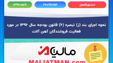 دستورالعمل شماره 260/96/512 مورخ 1396/05/11