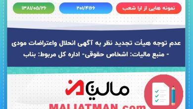 نمونه هایی از ارا شعب شماره 201/4166 تاریخ 1381/05/26