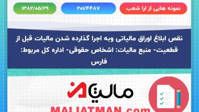 نمونه هایی از ارا شعب شماره 201/4487 تاریخ 1382/05/29