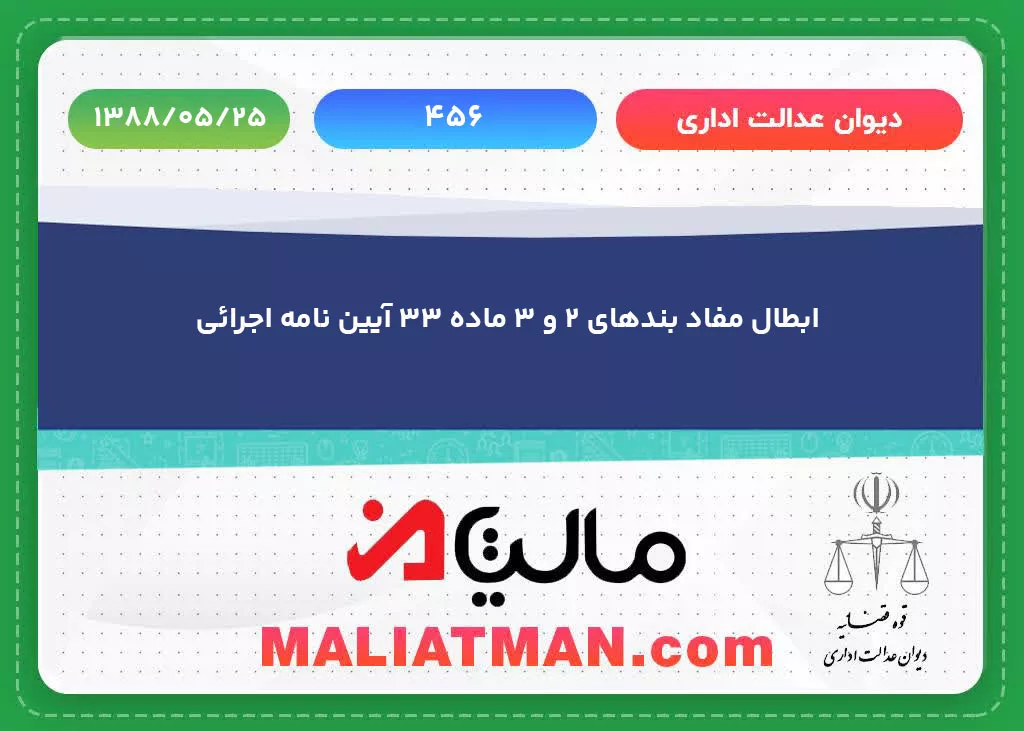 دیوان عدالت اداری شماره 456 تاریخ 1388/05/25