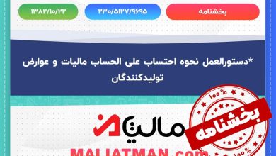 بخشنامه 230/5127/9695 تاریخ 1382/10/22