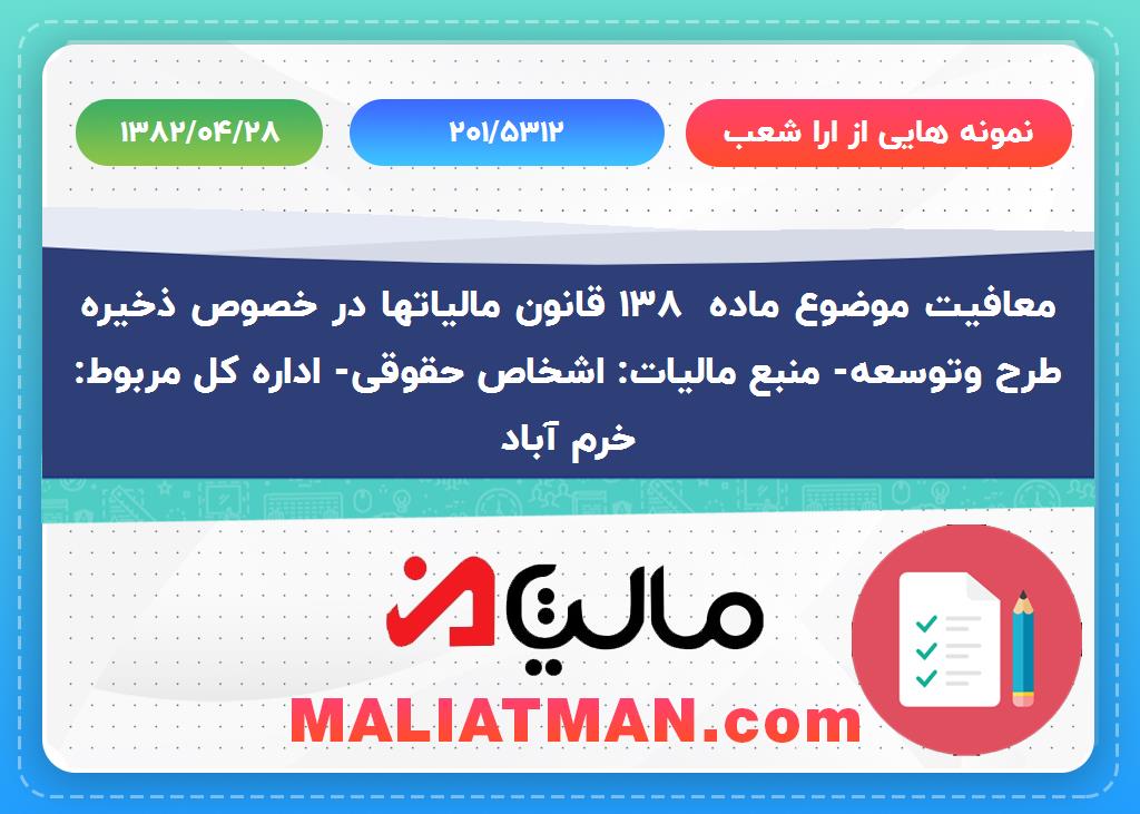 نمونه هایی از ارا شعب شماره 201/5312 تاریخ 1382/04/28