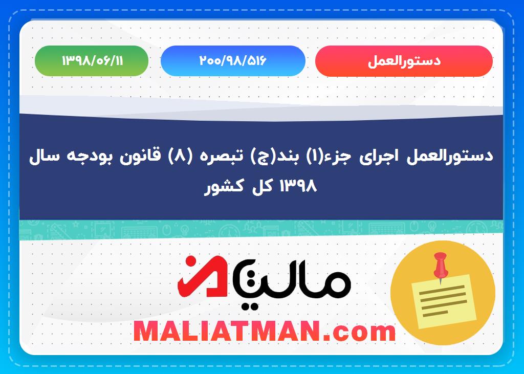 دستورالعمل 200/98/516 تاریخ 1398/06/11