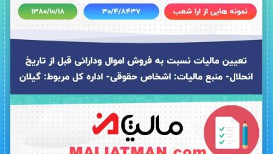 نمونه هایی از ارا شعب شماره 30/4/8437 تاریخ 1380/10/18