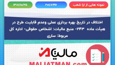 نمونه هایی از ارا شعب شماره 201/8996 تاریخ 1381/10/25