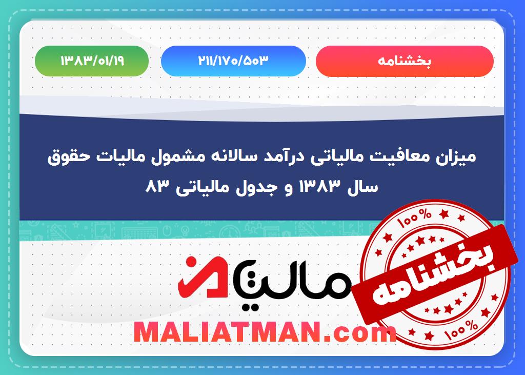 بخشنامه شماره:211/170/503 تاریخ:1383/01/19