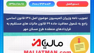 دستوالعمل شماره 200/33003 تاریخ 1390/10/11