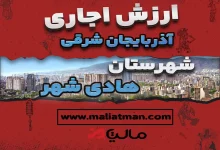 ارزش اجاری املاک شهرستان هادیشهر استان آذربایجان شرقی